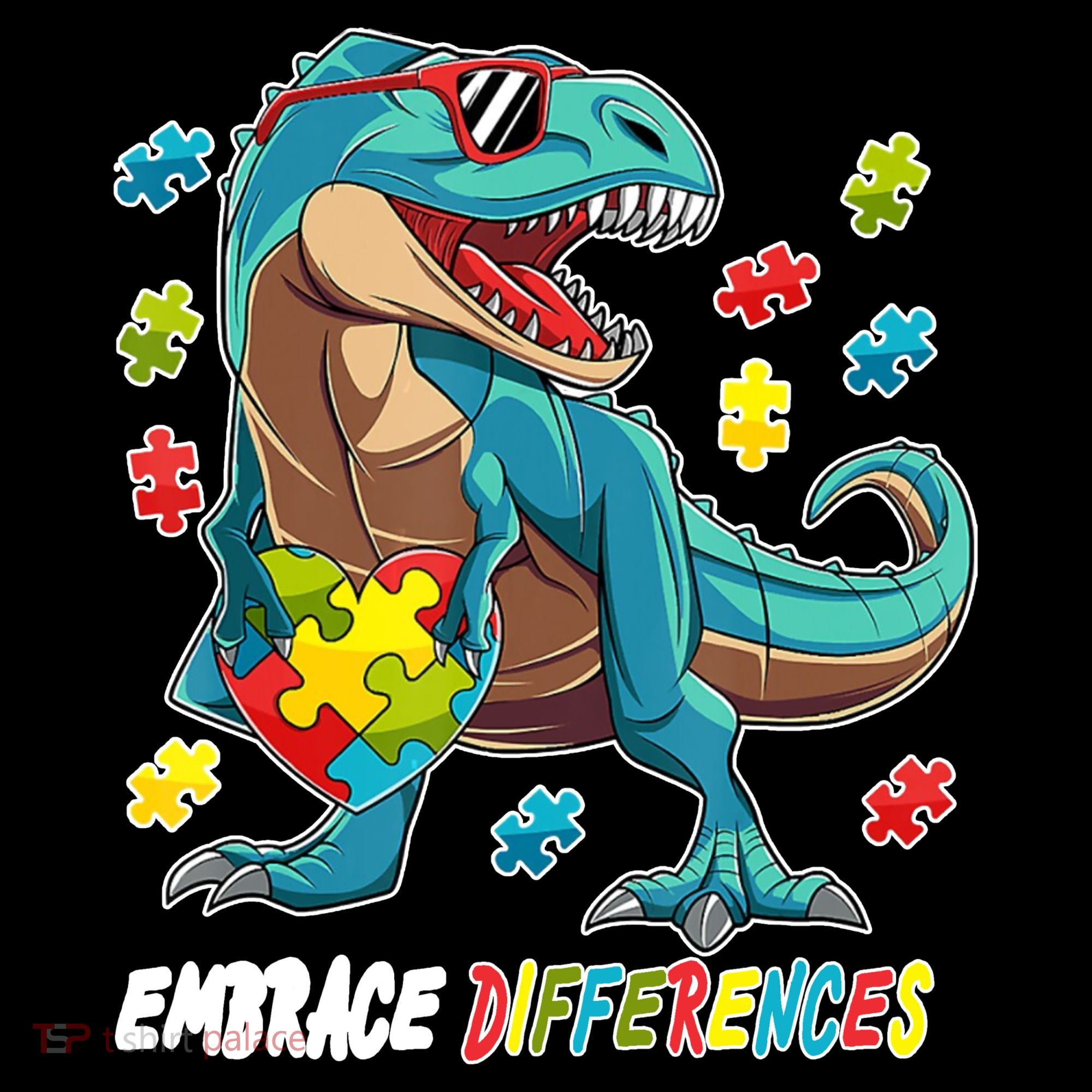 Embrace Differences Autism Awareness Dino Ornament
