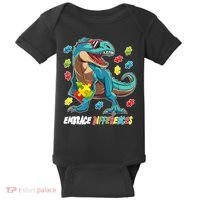 Embrace Differences Autism Awareness Dino Baby Bodysuit thumb 0