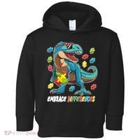 Embrace Differences Autism Awareness Dino Toddler Hoodie thumb 0
