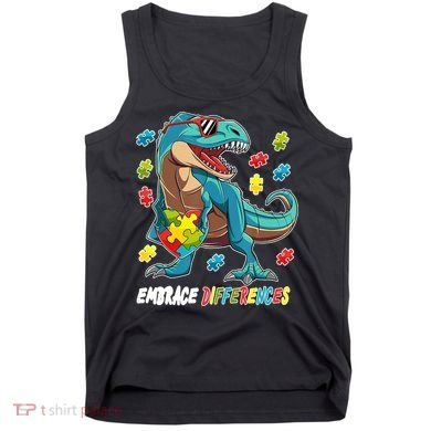 Embrace Differences Autism Awareness Dino Tank Top