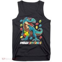 Embrace Differences Autism Awareness Dino Tank Top thumb 0
