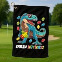 Embrace Differences Autism Awareness Dino Golf Towel thumb 1