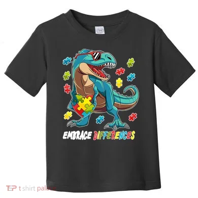 Embrace Differences Autism Awareness Dino Toddler T-Shirt