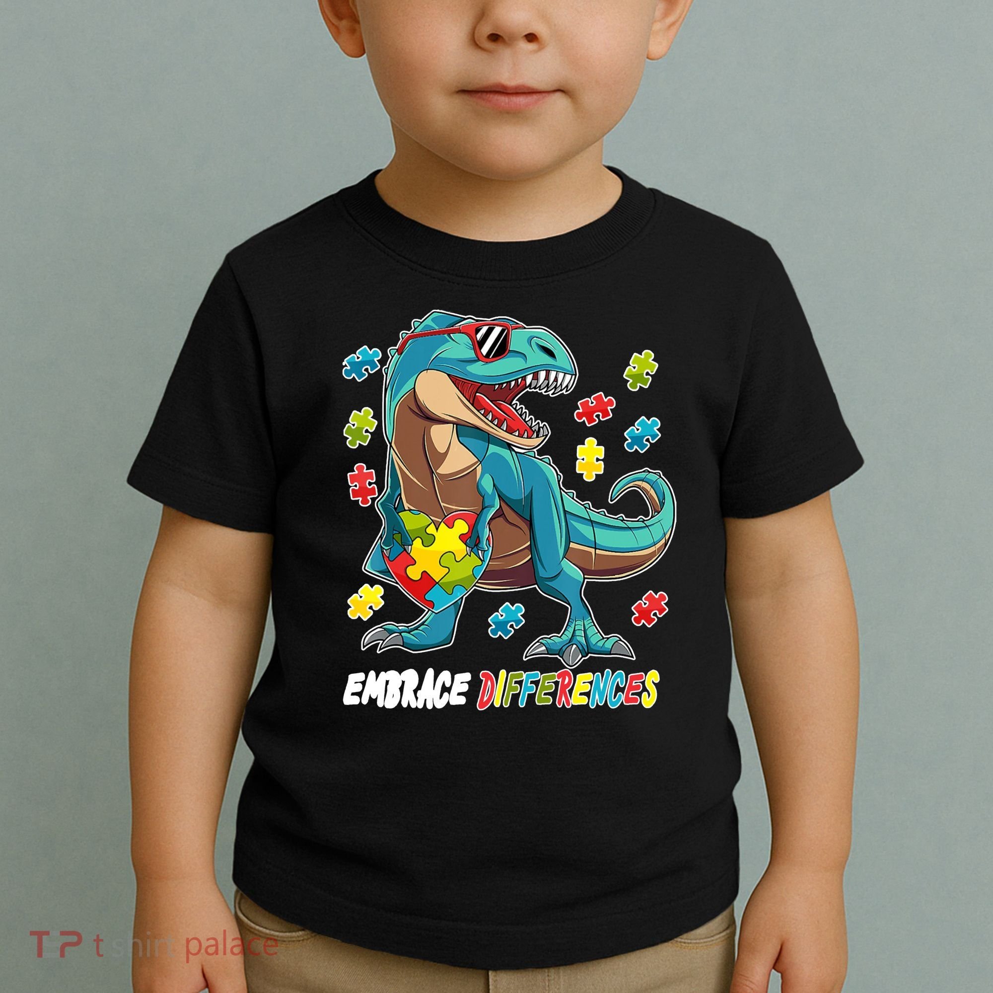 Embrace Differences Autism Awareness Dino Toddler T-Shirt
