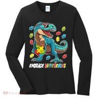 Embrace Differences Autism Awareness Dino Women's Long Sleeve Shirt thumb 0