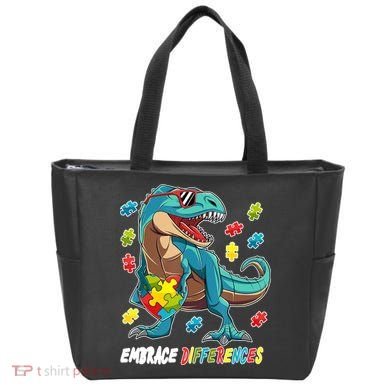 Embrace Differences Autism Awareness Dino Tote Bag