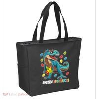 Embrace Differences Autism Awareness Dino Tote Bag thumb 2