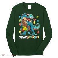 Embrace Differences Autism Awareness Dino Long Sleeve Shirt thumb 0