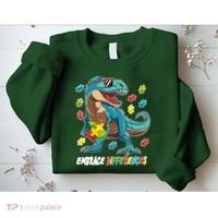 Embrace Differences Autism Awareness Dino Sweatshirt thumb 2