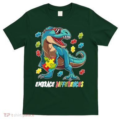 Embrace Differences Autism Awareness Dino T-Shirt