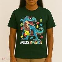 Embrace Differences Autism Awareness Dino T-Shirt thumb 4