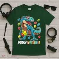 Embrace Differences Autism Awareness Dino T-Shirt thumb 5