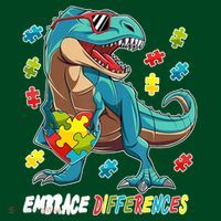Embrace Differences Autism Awareness Dino Coaster thumb 2