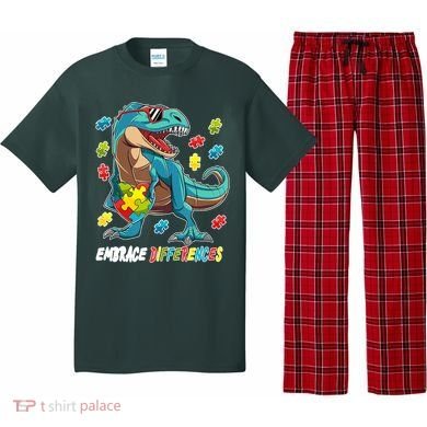 Embrace Differences Autism Awareness Dino Pajama Set