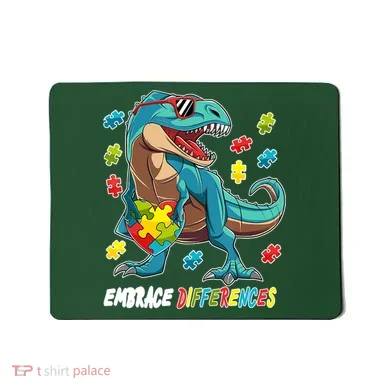 Embrace Differences Autism Awareness Dino Mousepad