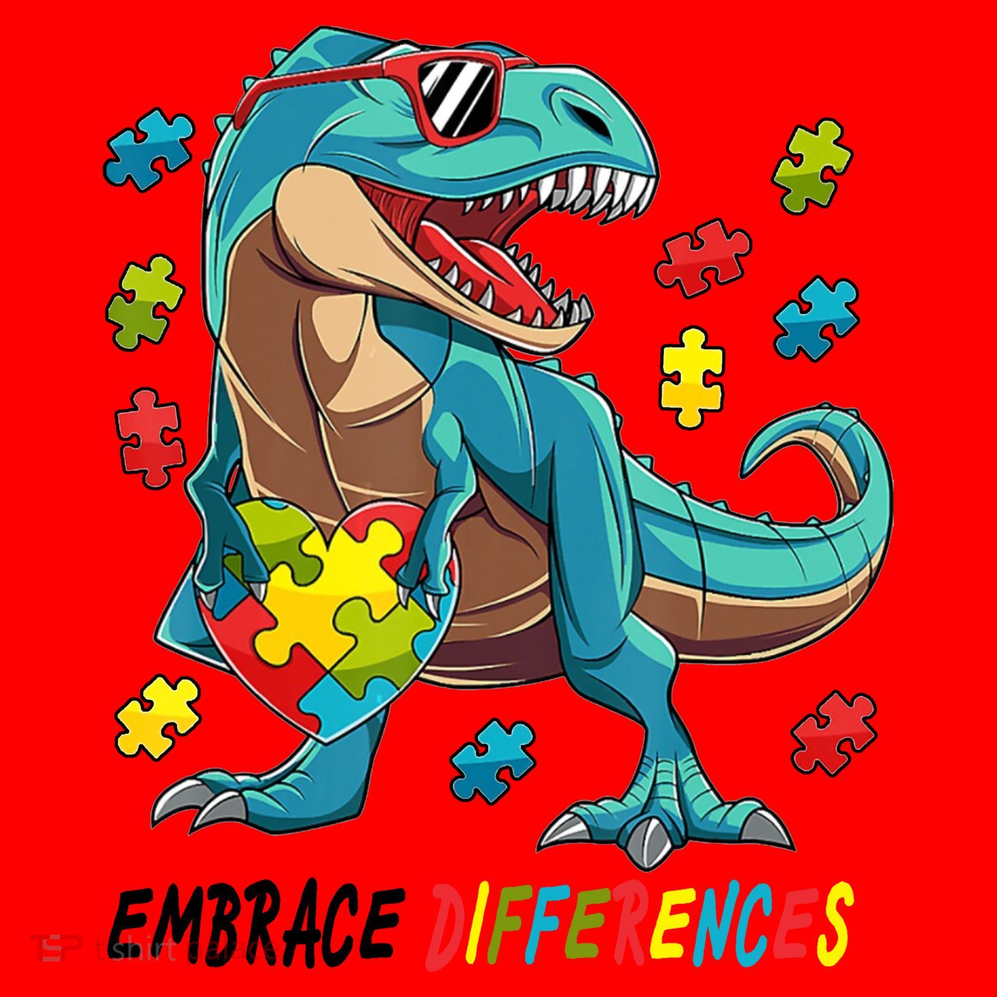 Embrace Differences Autism Awareness Dino Santa Hat