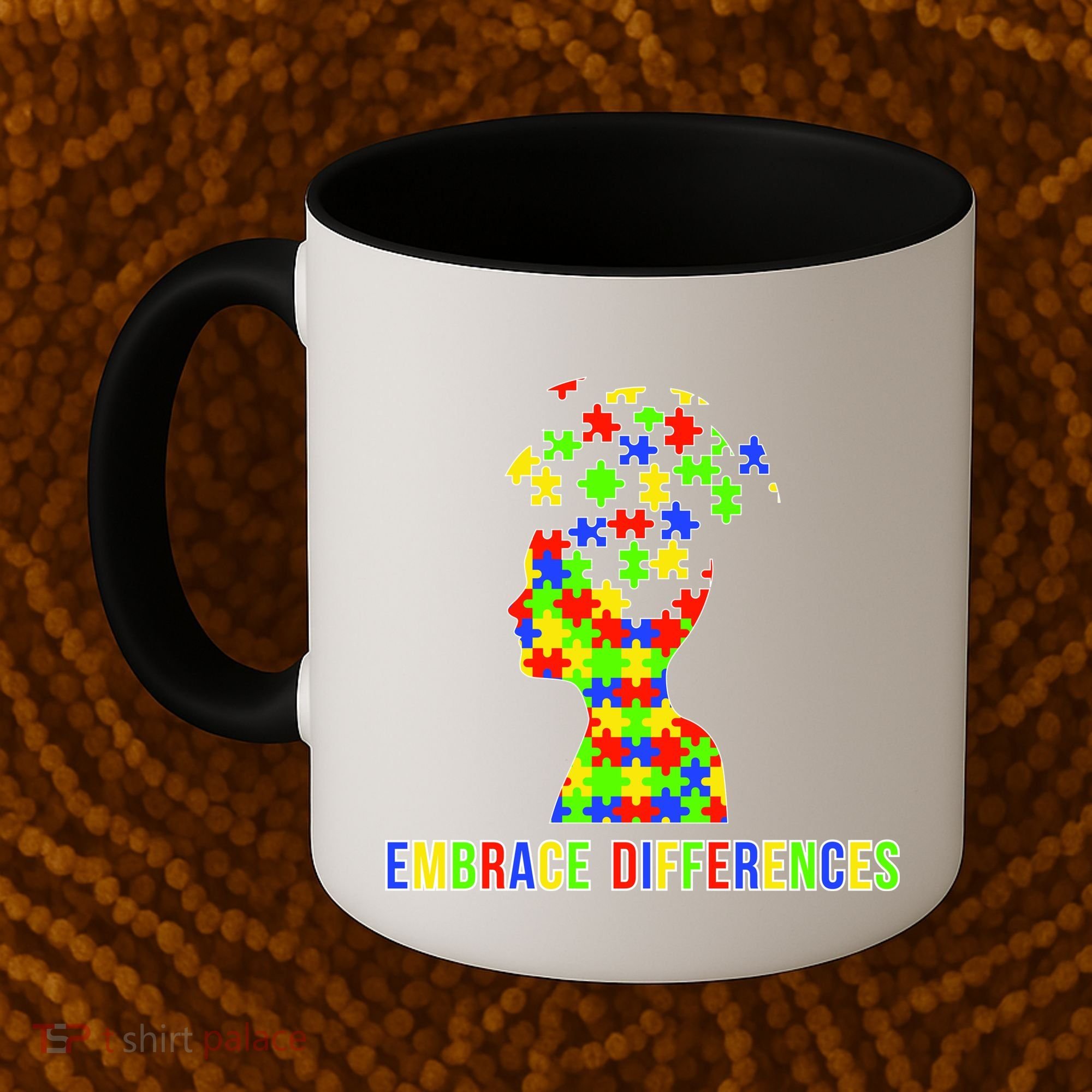 Embrace Differences Autism Awareness Puzzle Pieces Coffee Mug