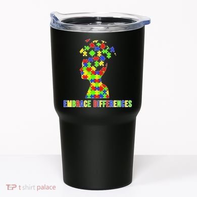 Embrace Differences Autism Awareness Puzzle Pieces Tumbler