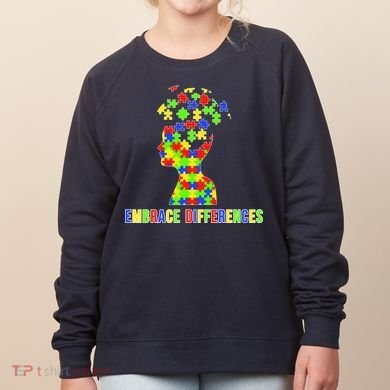 Embrace Differences Autism Awareness Puzzle Pieces Women's Sweatshirt