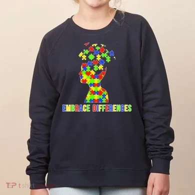 Embrace Differences Autism Awareness Puzzle Pieces Women's Sweatshirt