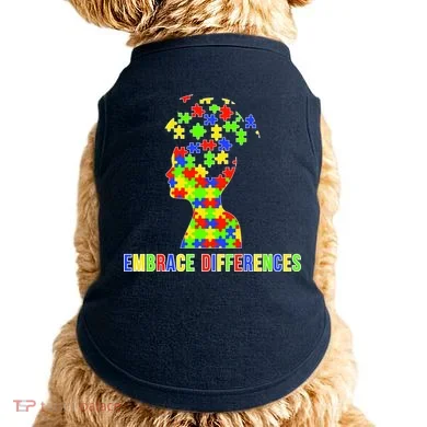 Embrace Differences Autism Awareness Puzzle Pieces Doggie Tank