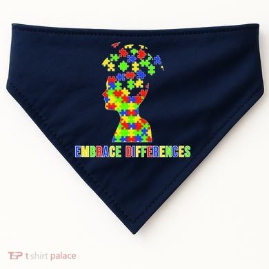 Embrace Differences Autism Awareness Puzzle Pieces USA-Made Doggie Bandana