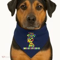 Embrace Differences Autism Awareness Puzzle Pieces USA-Made Doggie Bandana thumb 1