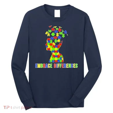 Embrace Differences Autism Awareness Puzzle Pieces Long Sleeve Shirt