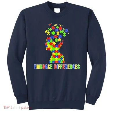 Embrace Differences Autism Awareness Puzzle Pieces Sweatshirt