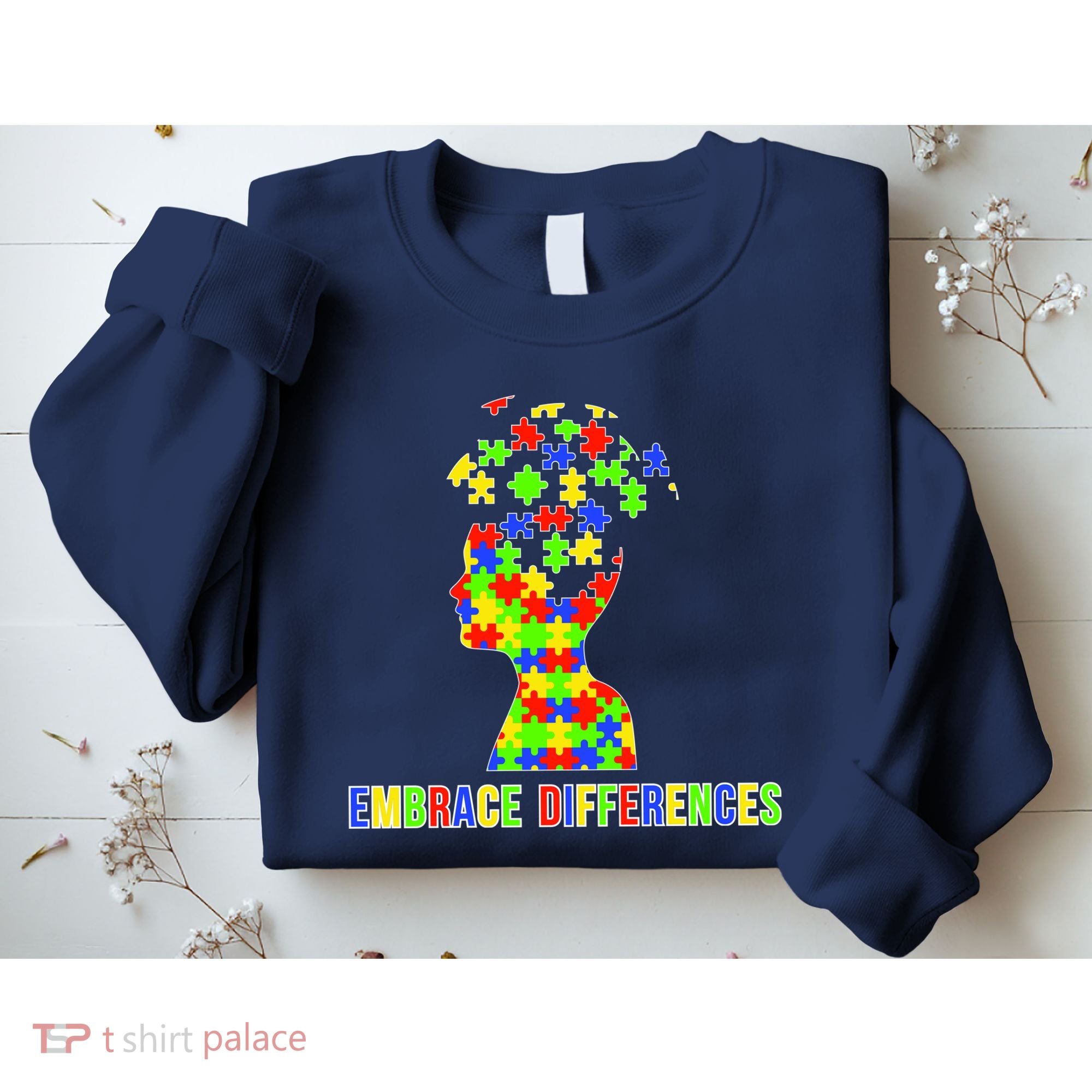Embrace Differences Autism Awareness Puzzle Pieces Sweatshirt