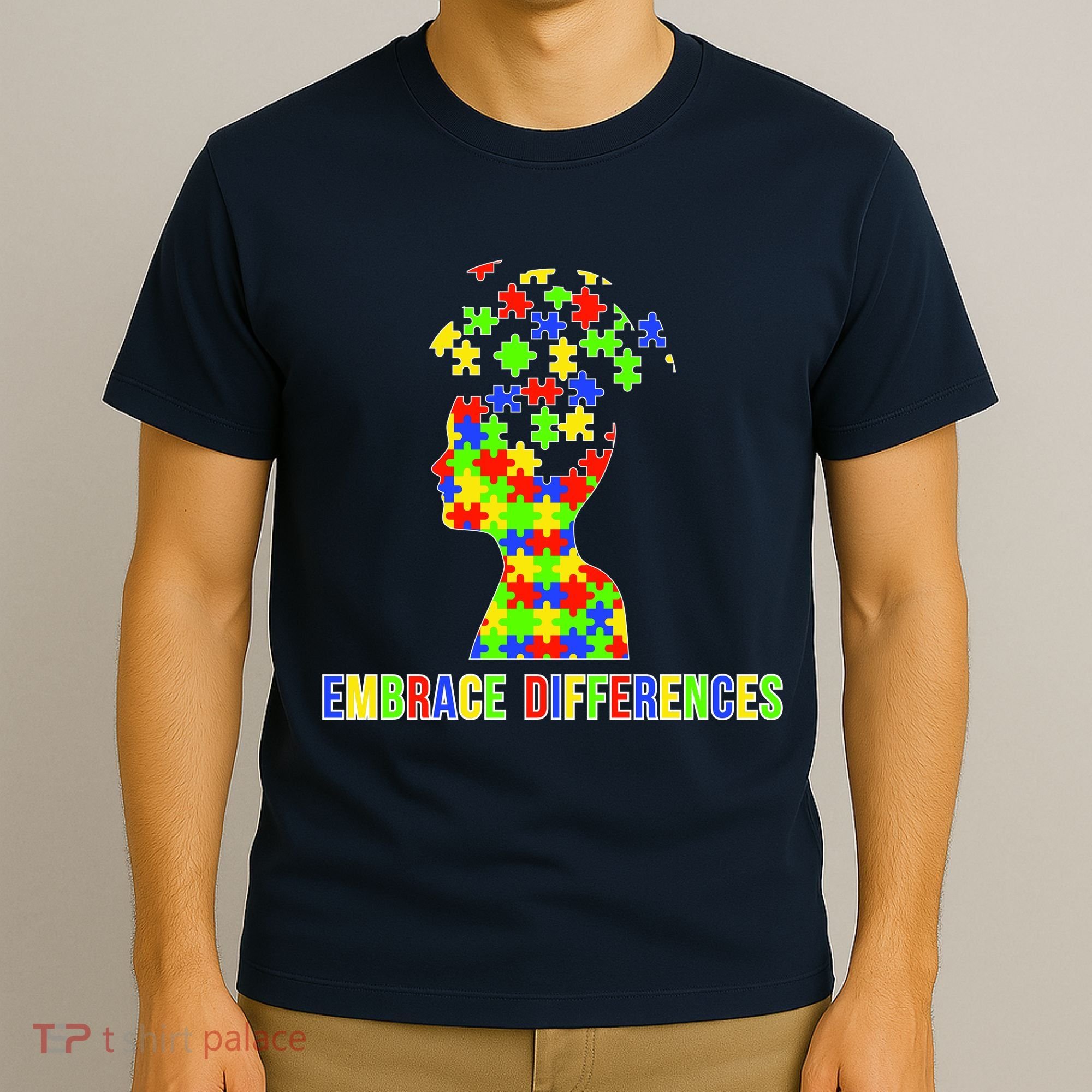 Embrace Differences Autism Awareness Puzzle Pieces T-Shirt