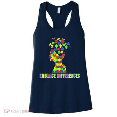 Embrace Differences Autism Awareness Puzzle Pieces Women's Tank Top