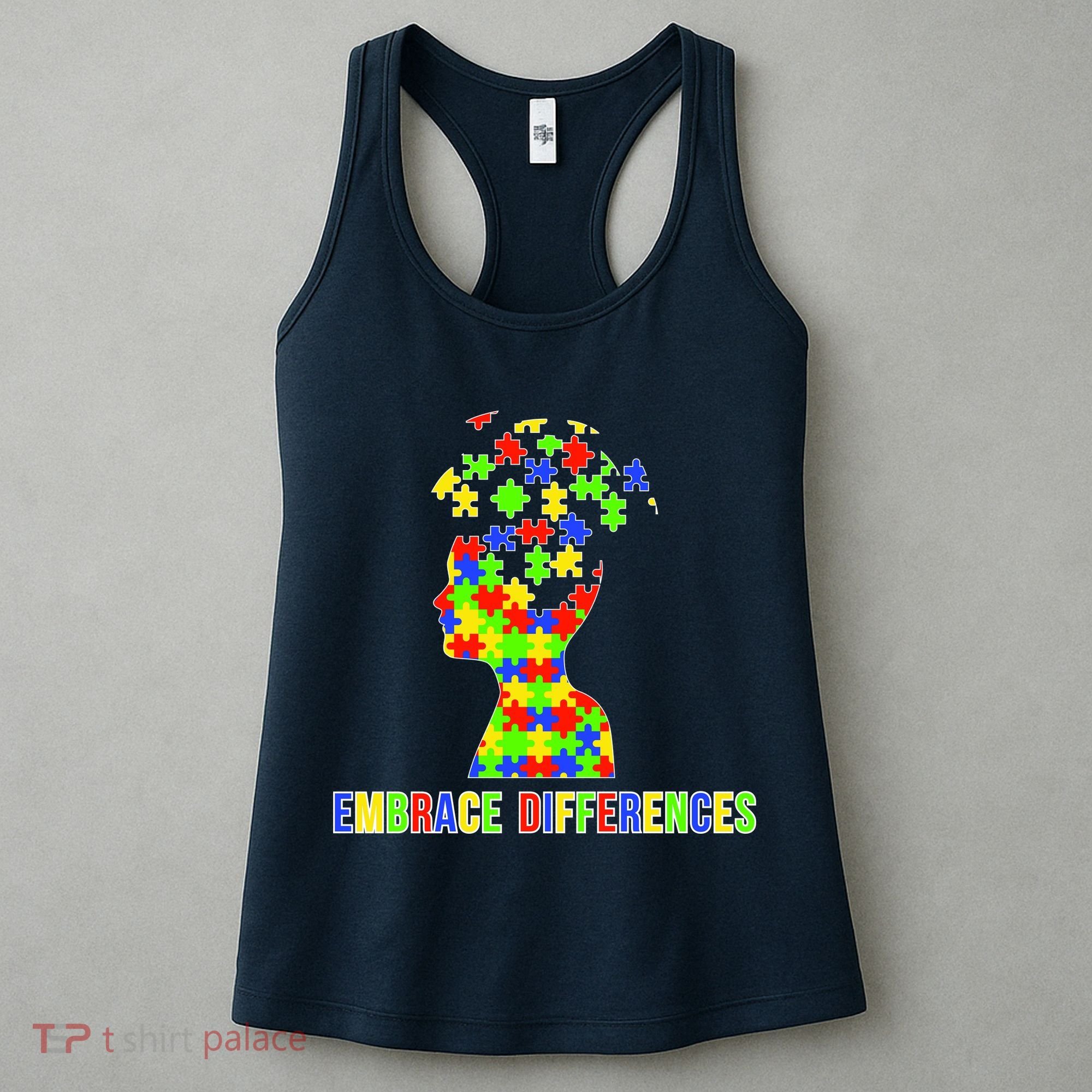 Embrace Differences Autism Awareness Puzzle Pieces Women's Tank Top
