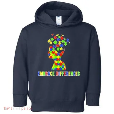 Embrace Differences Autism Awareness Puzzle Pieces Toddler Hoodie