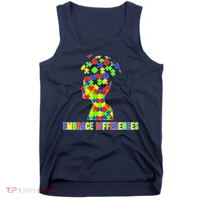 Embrace Differences Autism Awareness Puzzle Pieces Tank Top