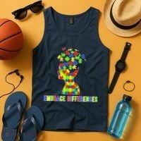 Embrace Differences Autism Awareness Puzzle Pieces Tank Top thumb 4