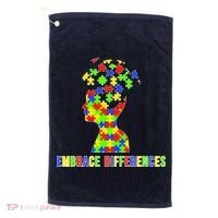 Embrace Differences Autism Awareness Puzzle Pieces Golf Towel thumb 0