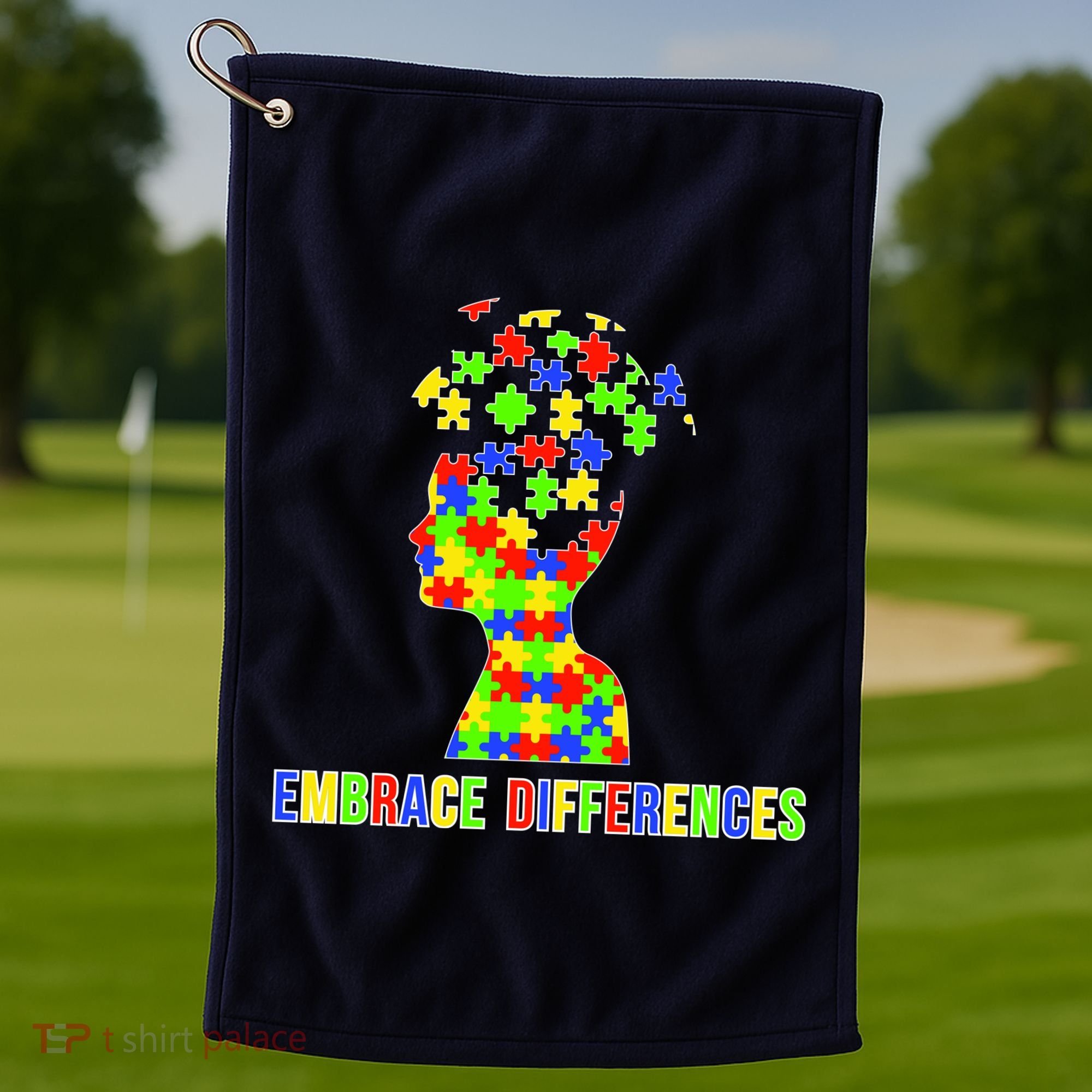 Embrace Differences Autism Awareness Puzzle Pieces Golf Towel