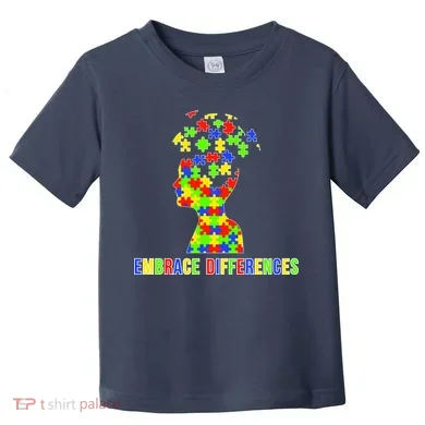 Embrace Differences Autism Awareness Puzzle Pieces Toddler T-Shirt