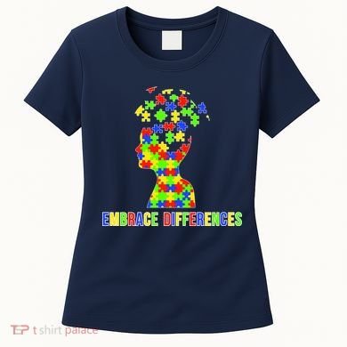 Embrace Differences Autism Awareness Puzzle Pieces Women's T-Shirt