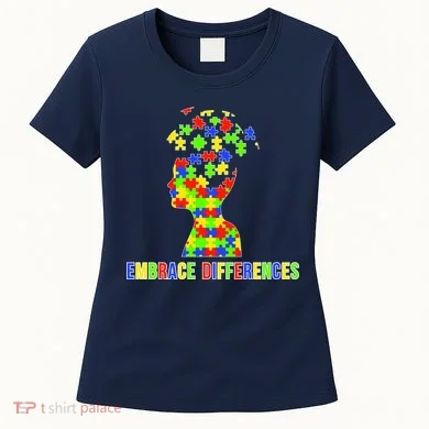 Embrace Differences Autism Awareness Puzzle Pieces Women's T-Shirt