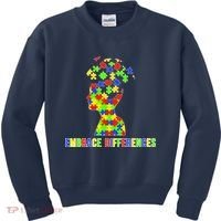 Embrace Differences Autism Awareness Puzzle Pieces Kids Sweatshirt thumb 0