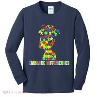 Embrace Differences Autism Awareness Puzzle Pieces Kids Long Sleeve Shirt thumb 0
