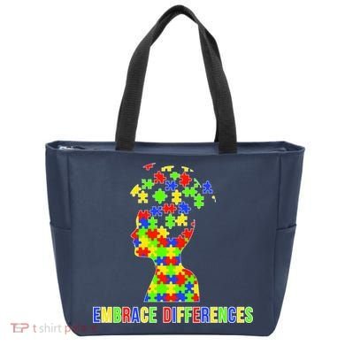 Embrace Differences Autism Awareness Puzzle Pieces Tote Bag