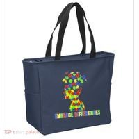 Embrace Differences Autism Awareness Puzzle Pieces Tote Bag thumb 2