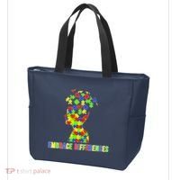 Embrace Differences Autism Awareness Puzzle Pieces Tote Bag thumb 3