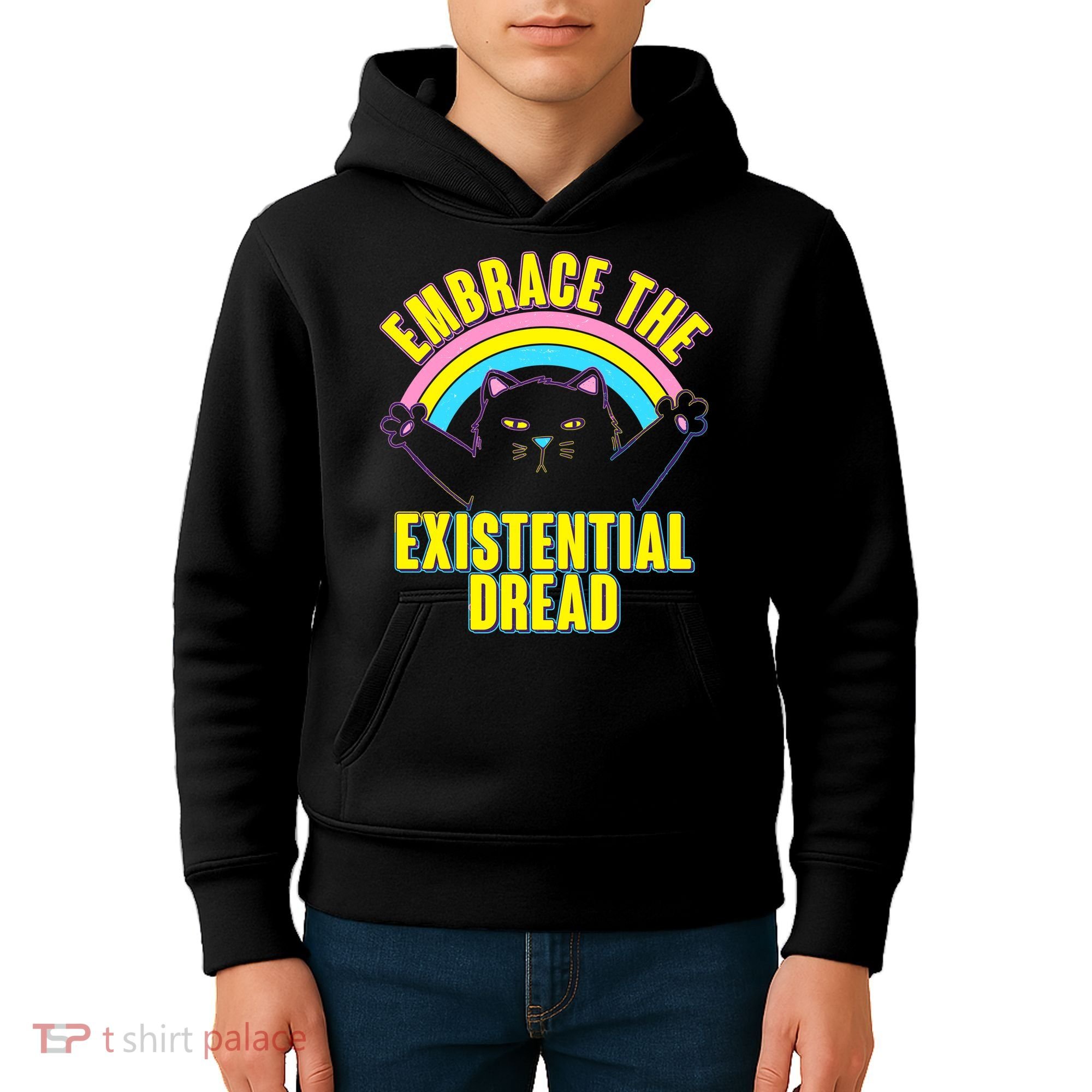 Embrace The Existential Dread Cat Kids Hoodie