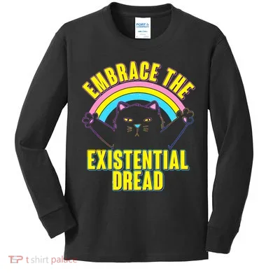 Embrace The Existential Dread Cat Kids Long Sleeve Shirt