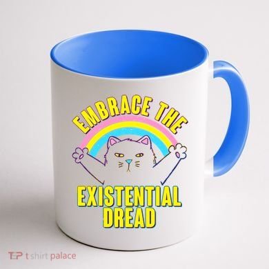 Embrace The Existential Dread Cat Coffee Mug back