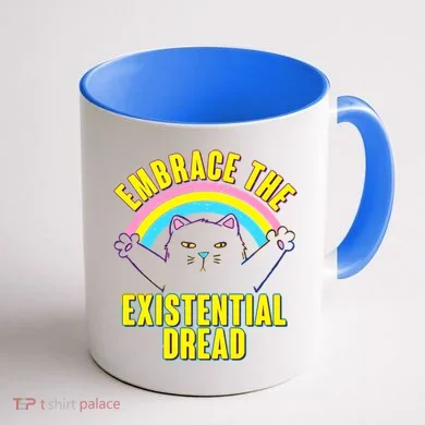 Embrace The Existential Dread Cat Coffee Mug back